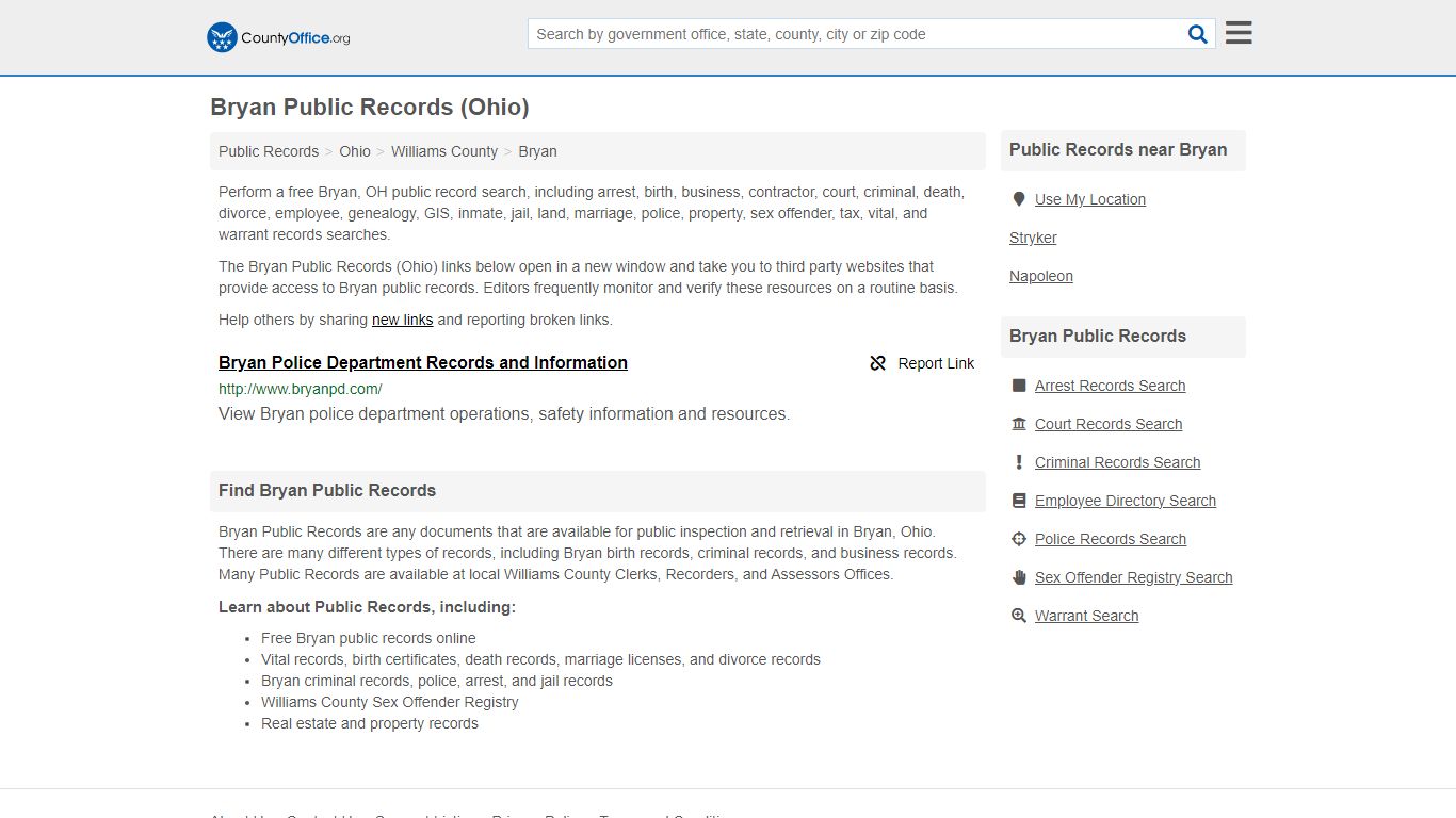 Bryan Public Records (Ohio) - County Office